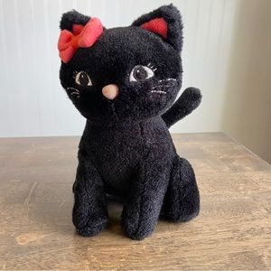 Gymboree Pretty Pumpkin Plush Kitty Cat Black Pink Bow Sewn Eyes 7.5" Tall 2014
